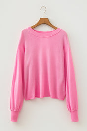 Pink Backless Pullover Sweater