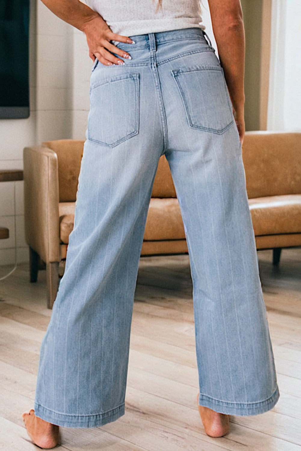 Button Fly Wide Leg Jeans