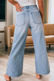 Button Fly Wide Leg Jeans