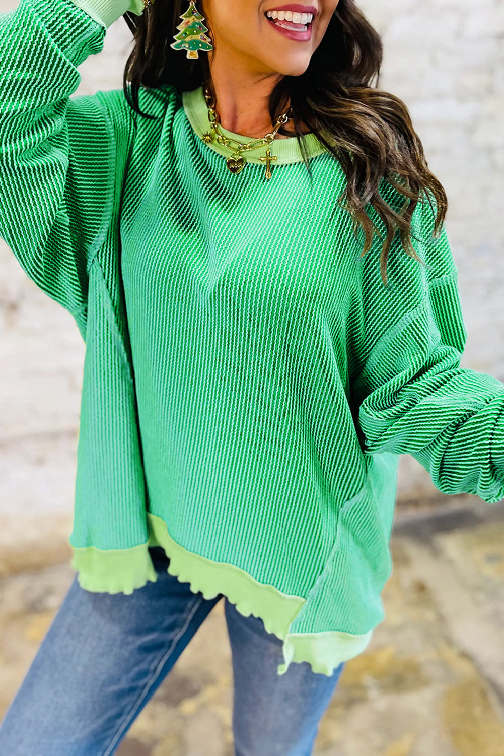 Twisted Rib Loose Knit Top