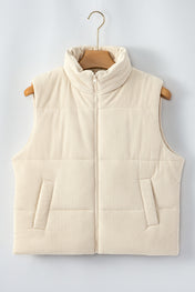 Corduroy Zip Up Puffer Vest