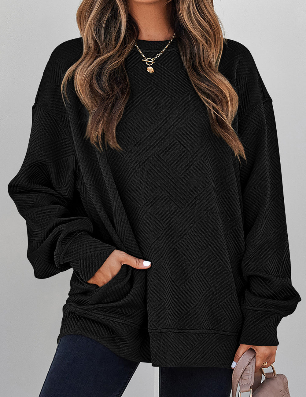Textured Pocket Pullover