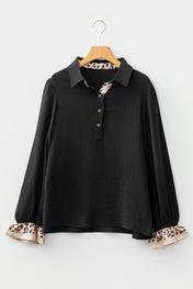 Leopard Collar Ruffle Blouse