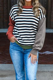Colorblock Stripe Panel Sweater