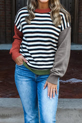Colorblock Stripe Panel Sweater