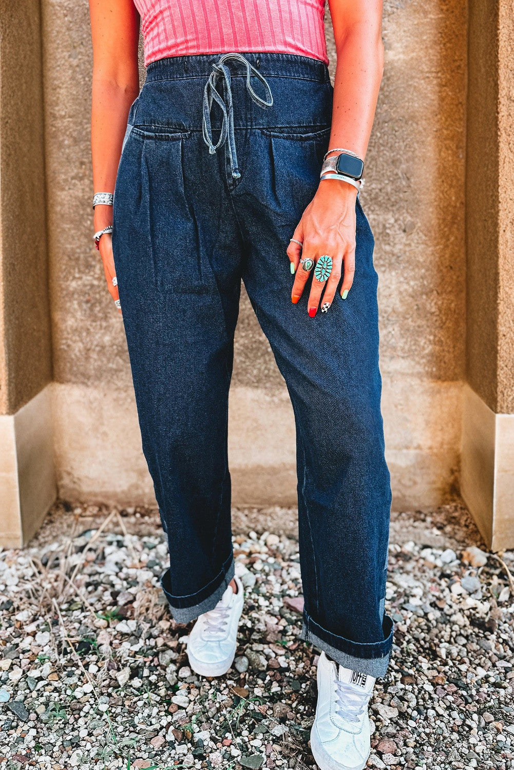 Blue Checkered Drawstring Pants November